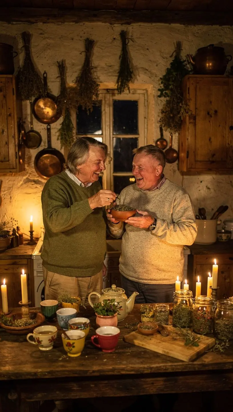 Arbatos ritualo metu išdėliotos įvairios džiovintos žolelės ant lininės staltiesės, skirtos atsipalaidavimui.