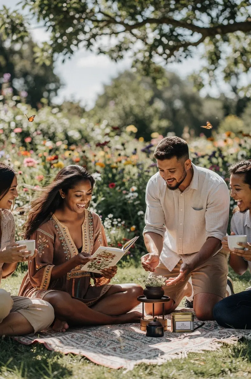 Artimas žolelių arbatos ruošimo procesas, kuriame matyti užplikyta arbata ir natūralūs ingredientai.